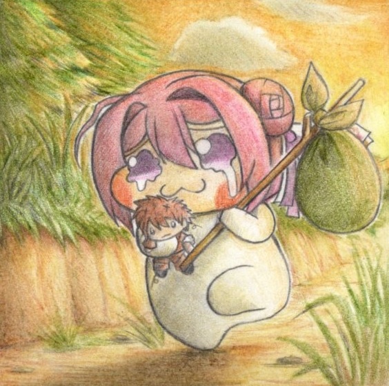 旅に出るDoroの色紙イラスト 原画