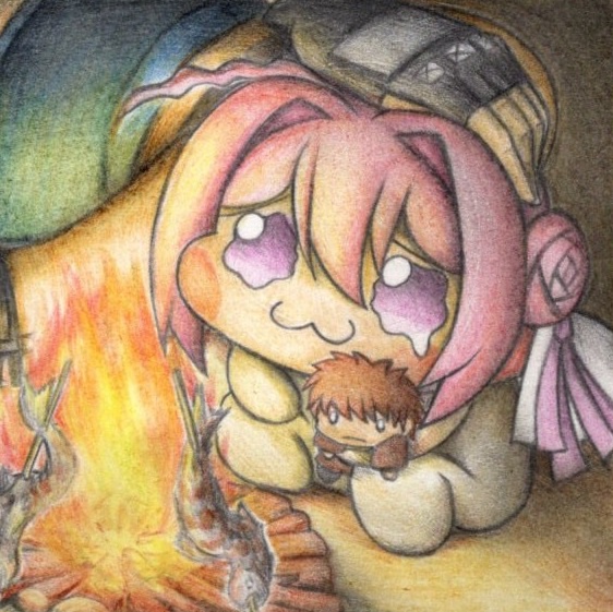 寂しい気持ちになるDoroの色紙イラスト 原画
