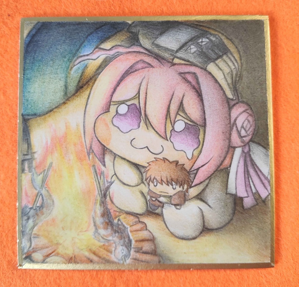 寂しい気持ちになるDoroの色紙イラスト 原画