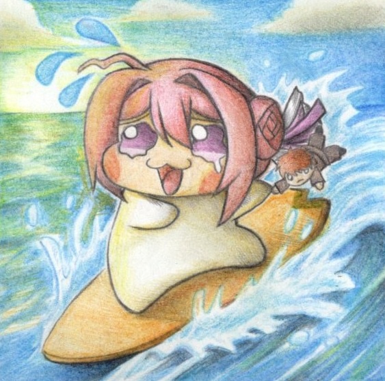 波乗りDoroの色紙イラスト 原画