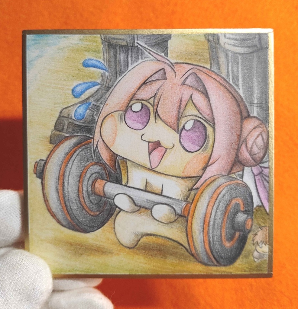 筋トレするDoroの色紙イラスト 原画