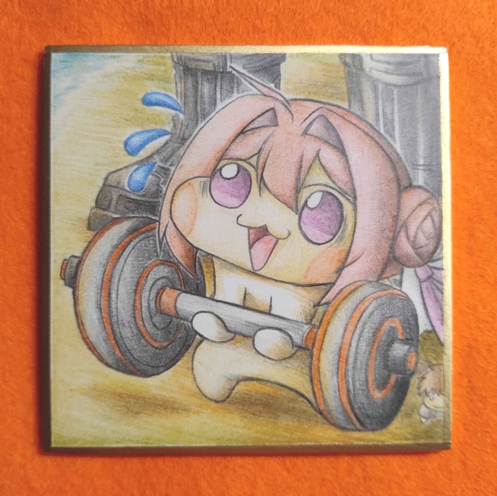 筋トレするDoroの色紙イラスト 原画