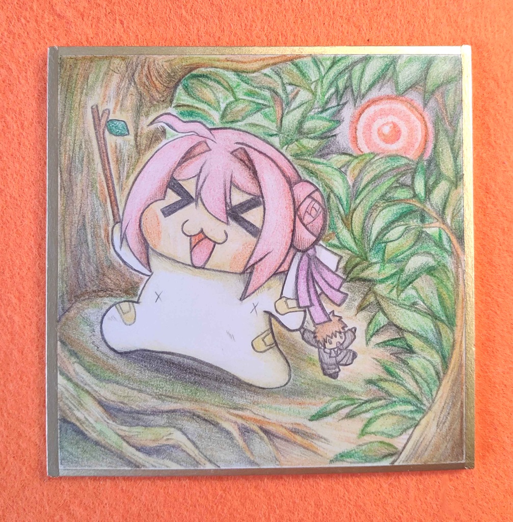 元気に歩くDoroの色紙イラスト 原画