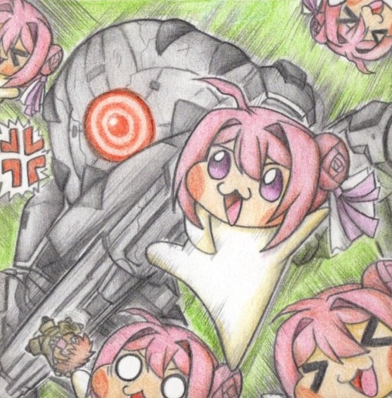 攻撃を避けるDoroの色紙イラスト 原画