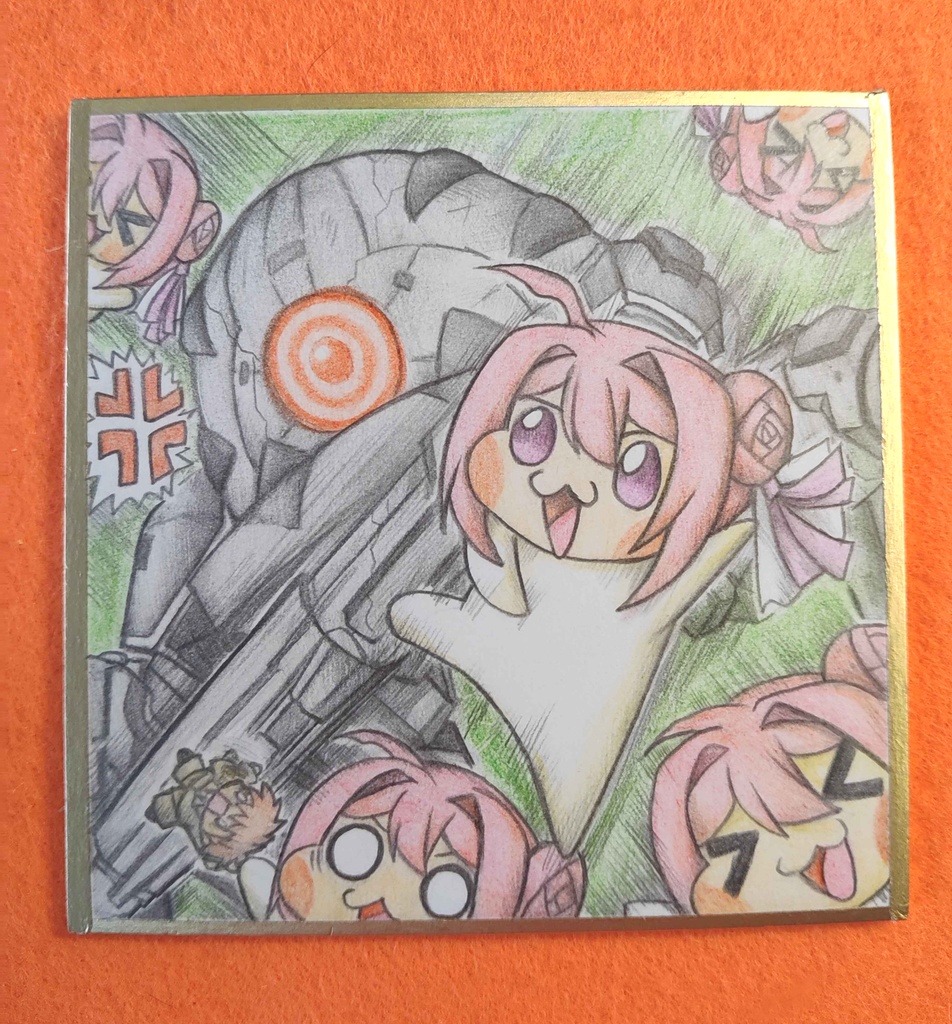 攻撃を避けるDoroの色紙イラスト 原画