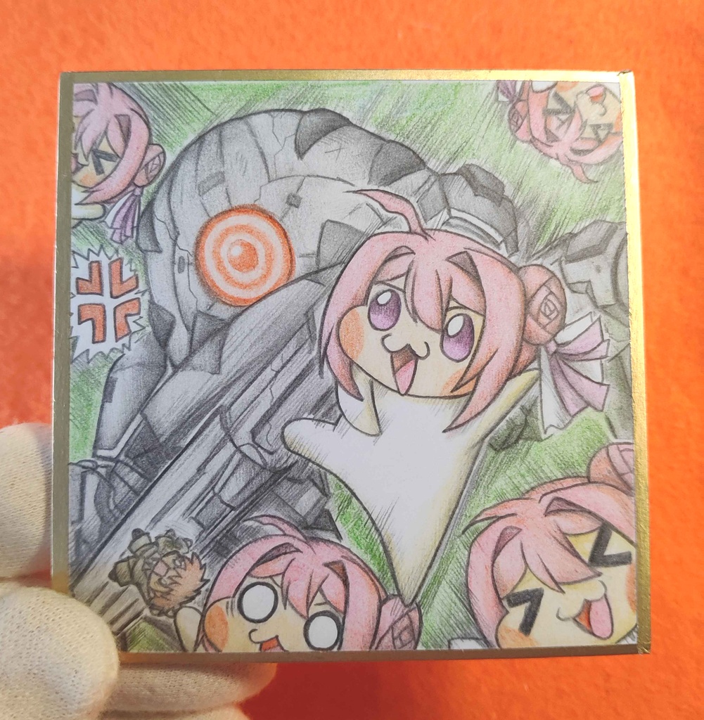 攻撃を避けるDoroの色紙イラスト 原画