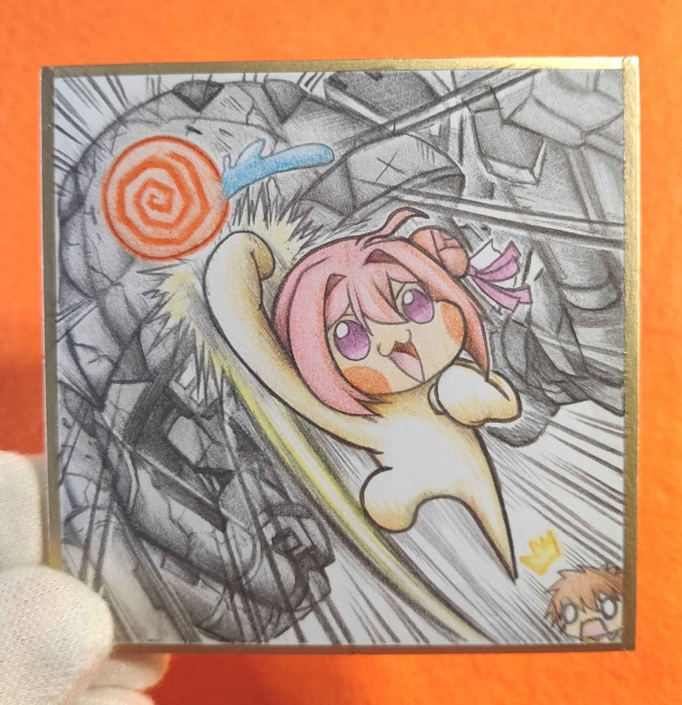 Doroの一撃をくらうラプチャーの色紙イラスト 原画