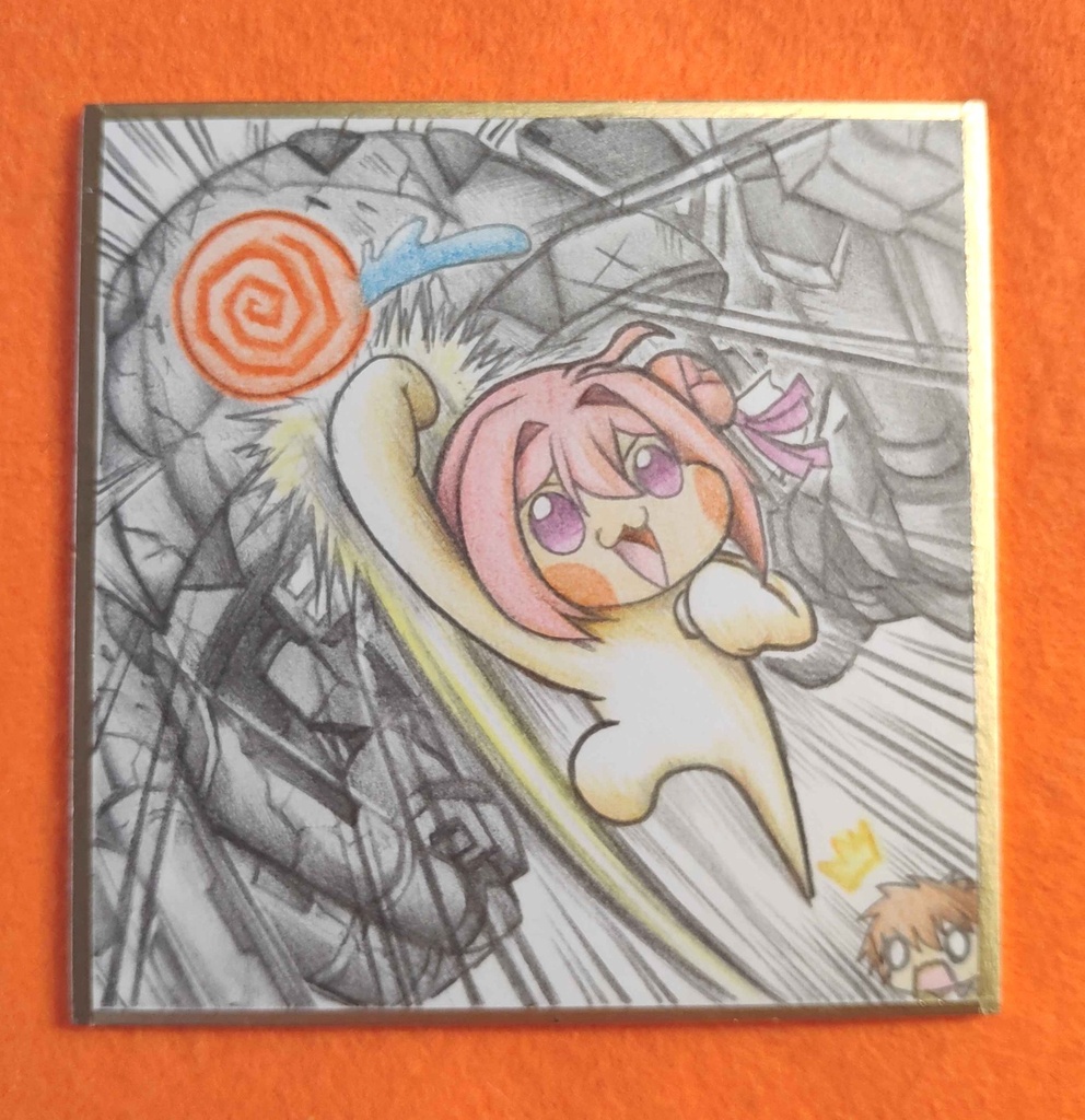 Doroの一撃をくらうラプチャーの色紙イラスト 原画