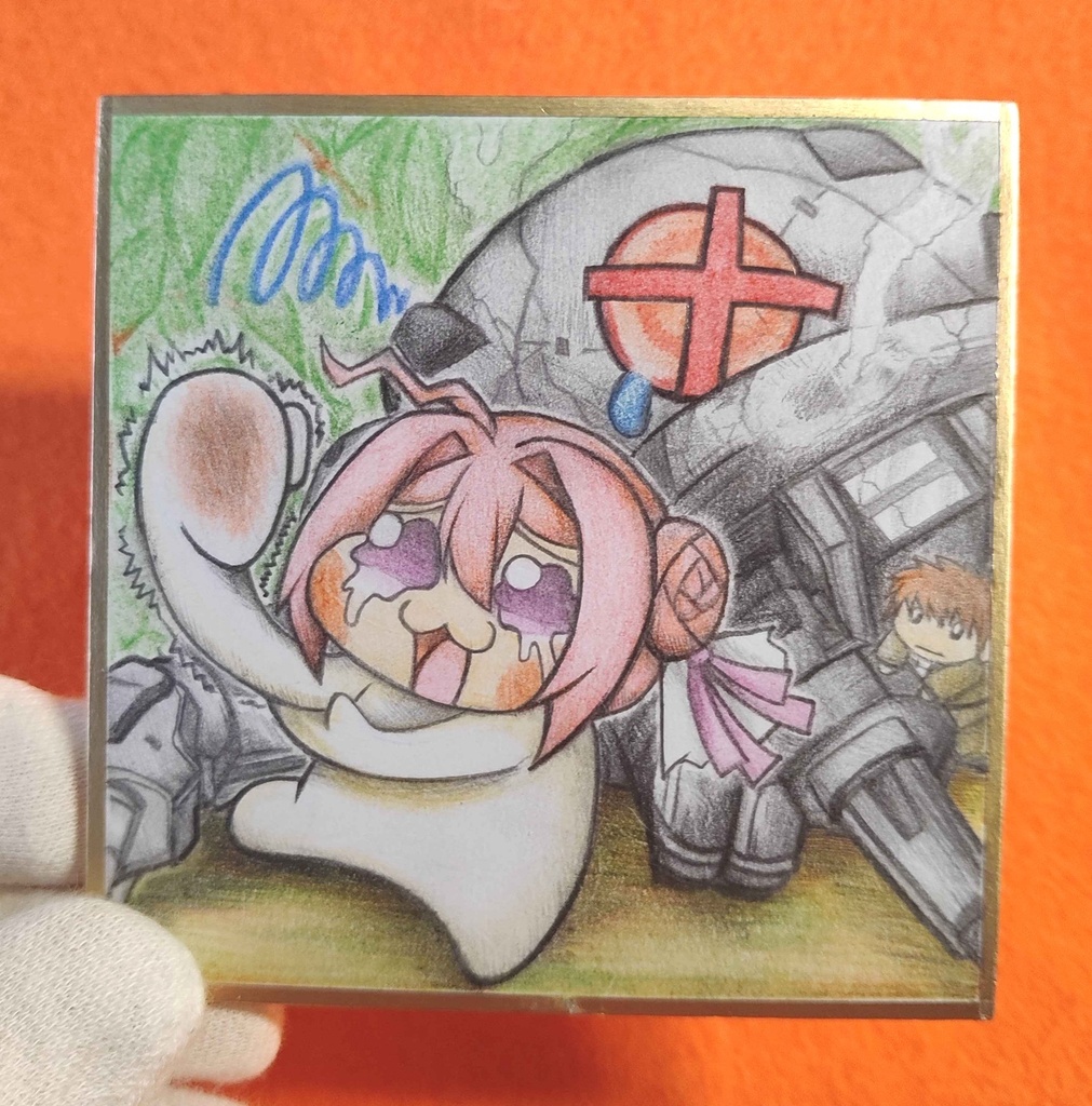 拳を痛がるDoroの色紙イラスト 原画