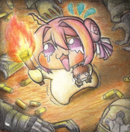 恐怖するDoroの色紙イラスト 原画