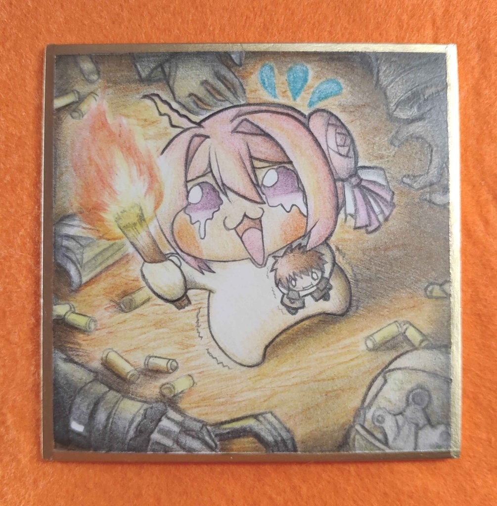 恐怖するDoroの色紙イラスト 原画