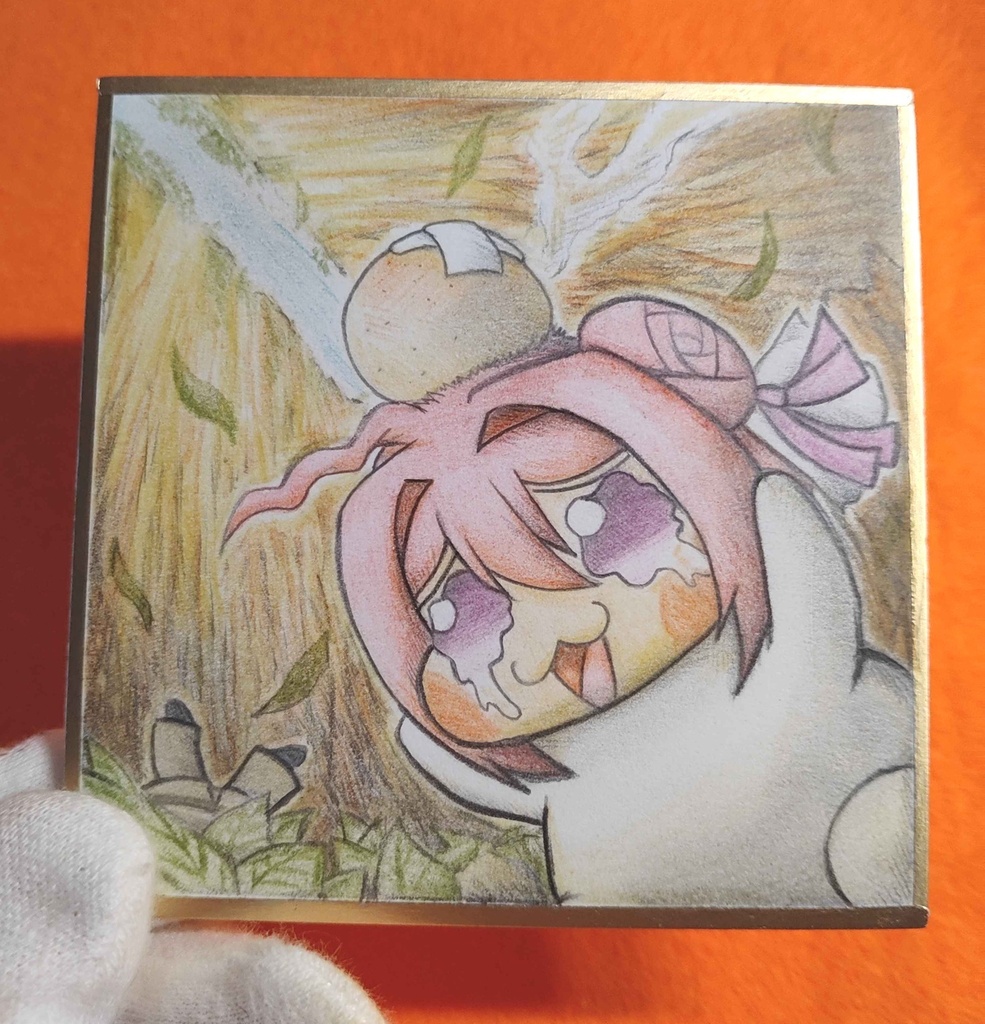 崖下に落ちたDoroの色紙イラスト 原画