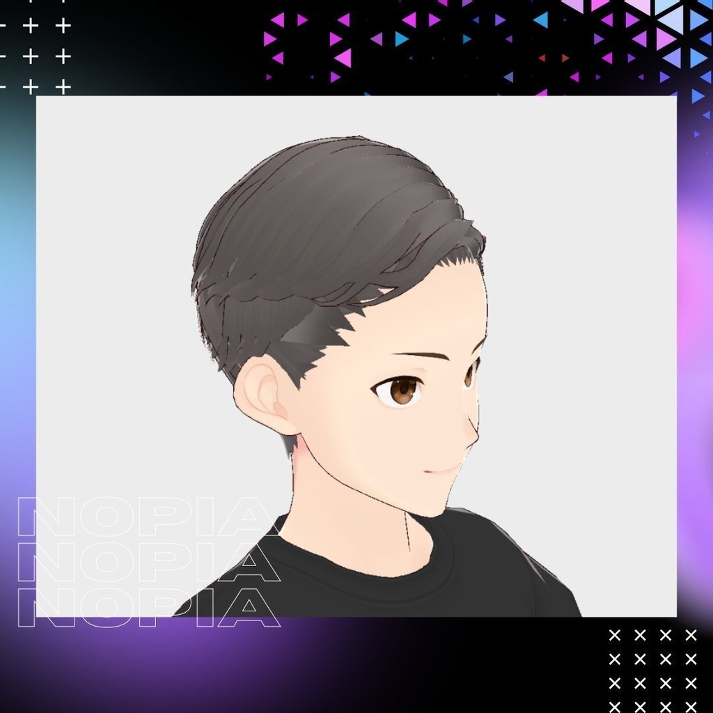 【無料】VRoid 男性向けヘアパーツセット(横髪+後ろ髪) / VRoid Male Hair Part Set (Side + Back Hair)