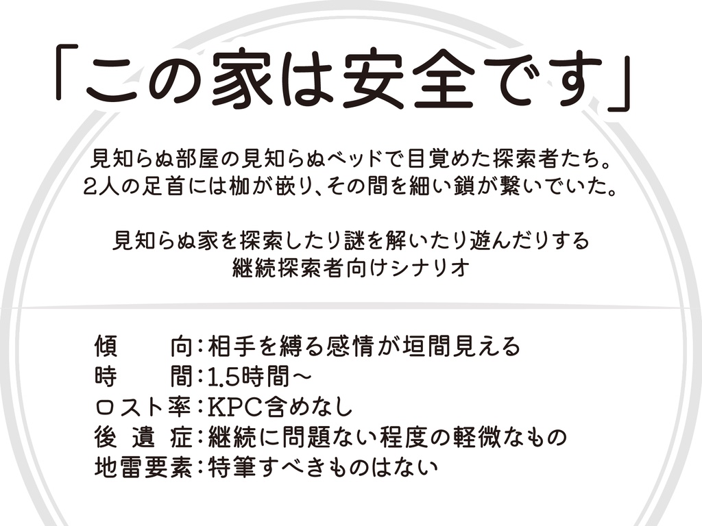 【CoC6】Covenant /「この家は安全です」【TRPG】