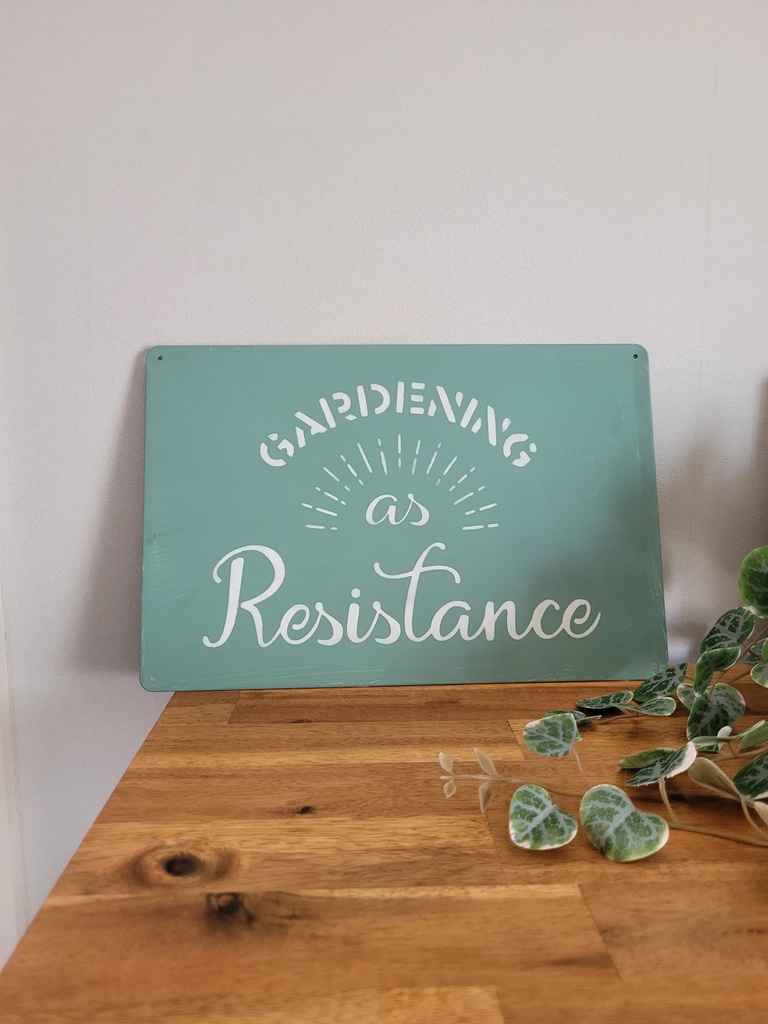 ブリキ　リメイクプレート（GARDENING as Resistance）