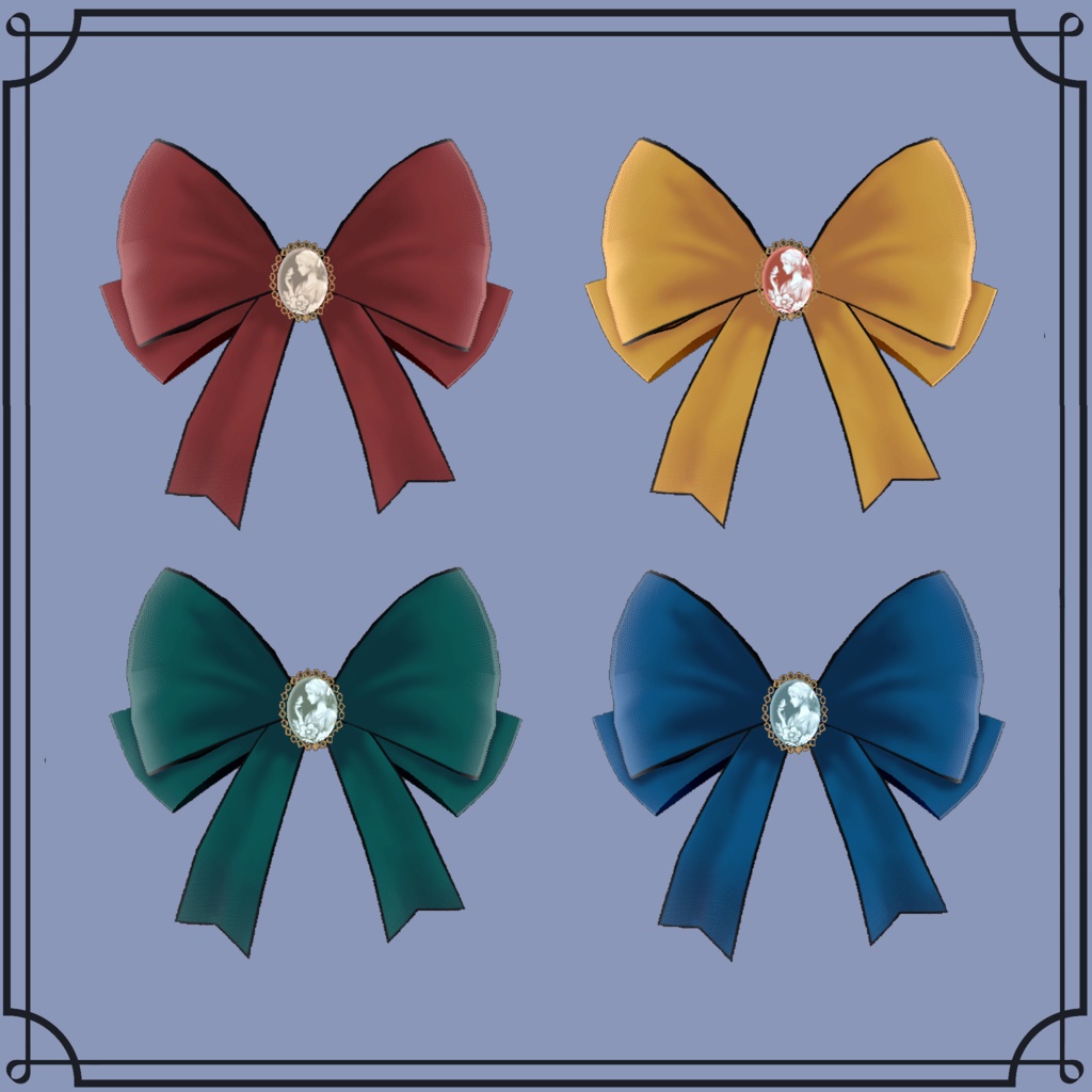 【VRChat対応】カメオリボンアクセサリー 全8色セット