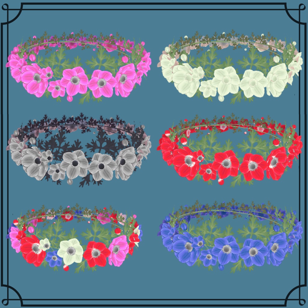 【VRChat対応】アネモネのヘイロー&アネモネの花冠 全6色セット