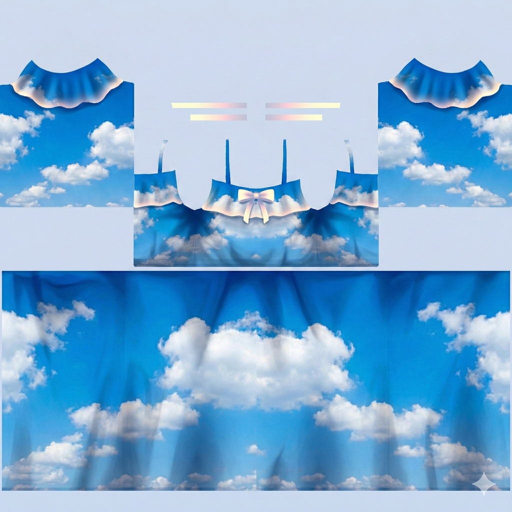 【VRoid】Azure Ethereal Dress - 澄み渡る青空のワンピース -