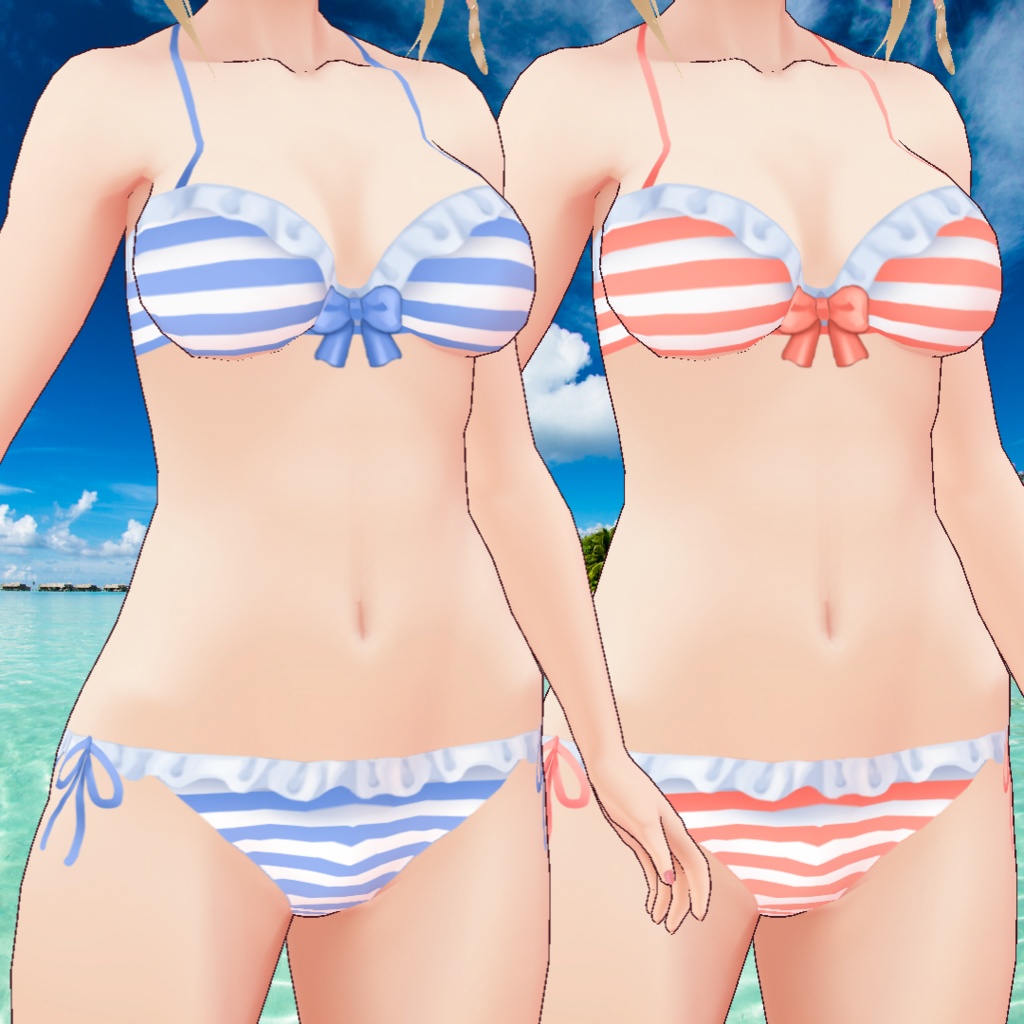 【VRoid用】レースビキニ サンダルセット