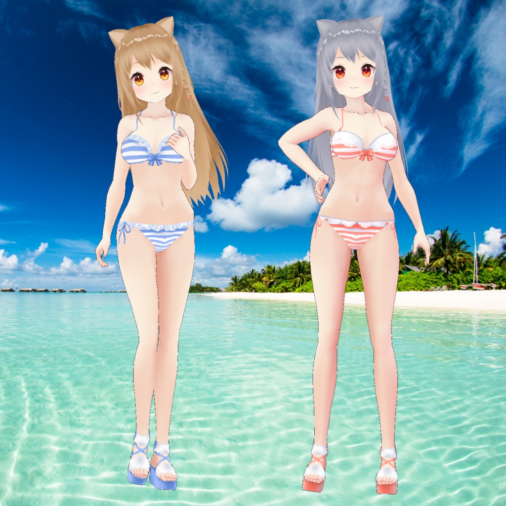 【VRoid用】レースビキニ サンダルセット