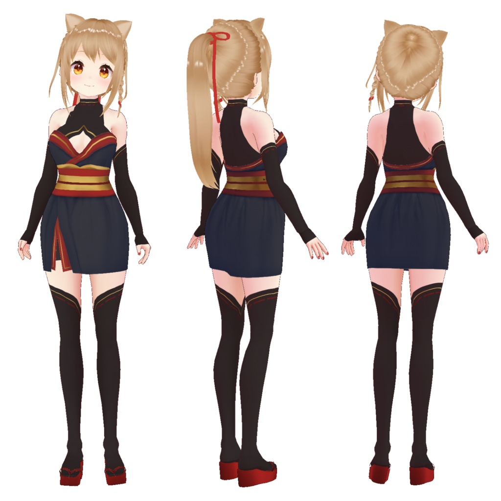 【VRoid用】忍者(くノ一)衣装 下駄セット