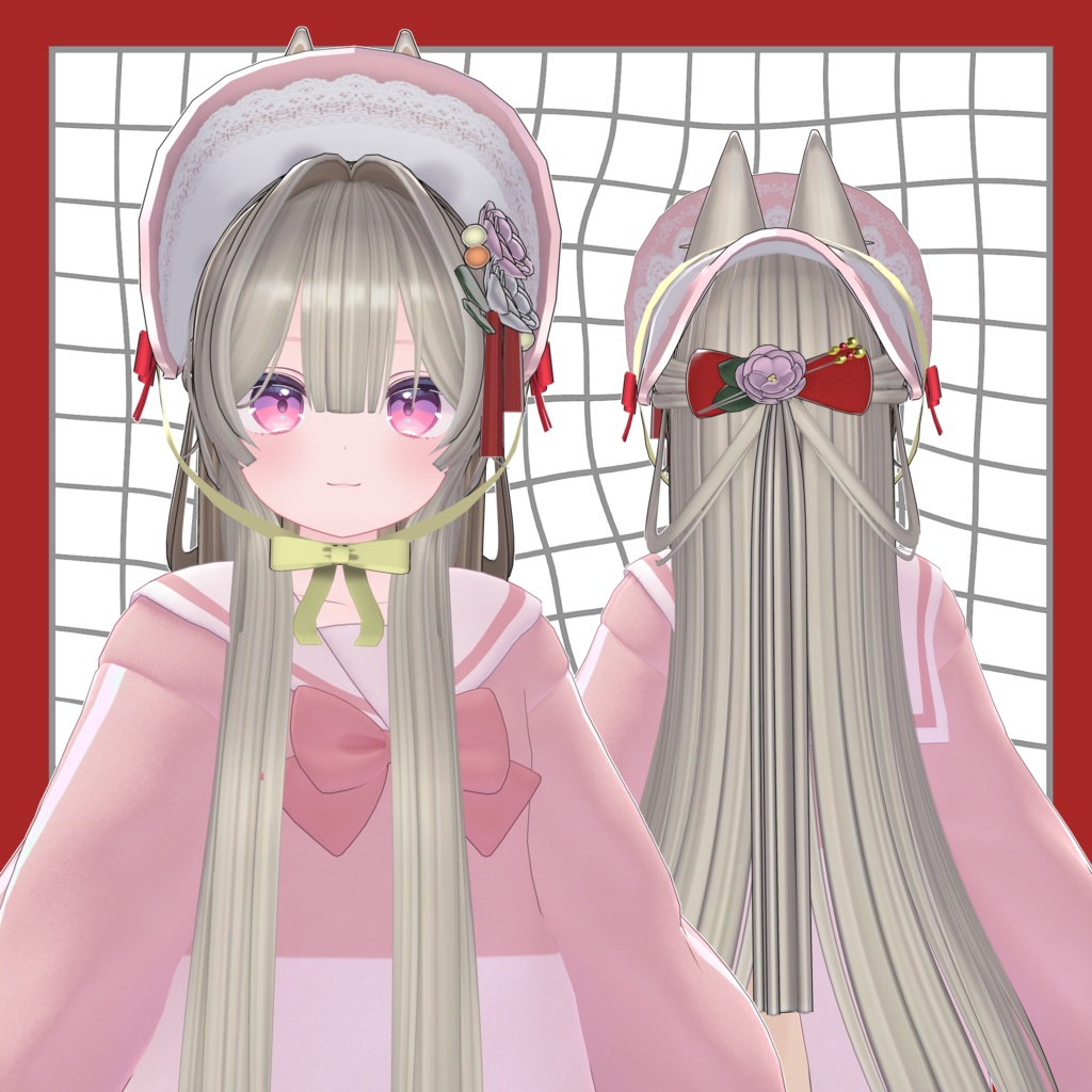 ♡SALE中♡【11アバター対応】konkonhalfup Hair 【VRC Hair】