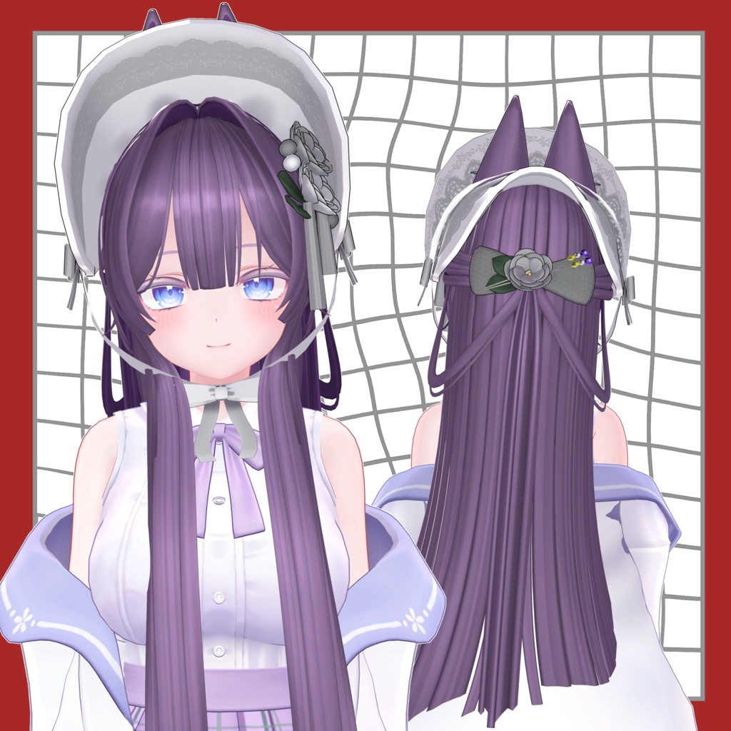 ♡SALE中♡【11アバター対応】konkonhalfup Hair 【VRC Hair】