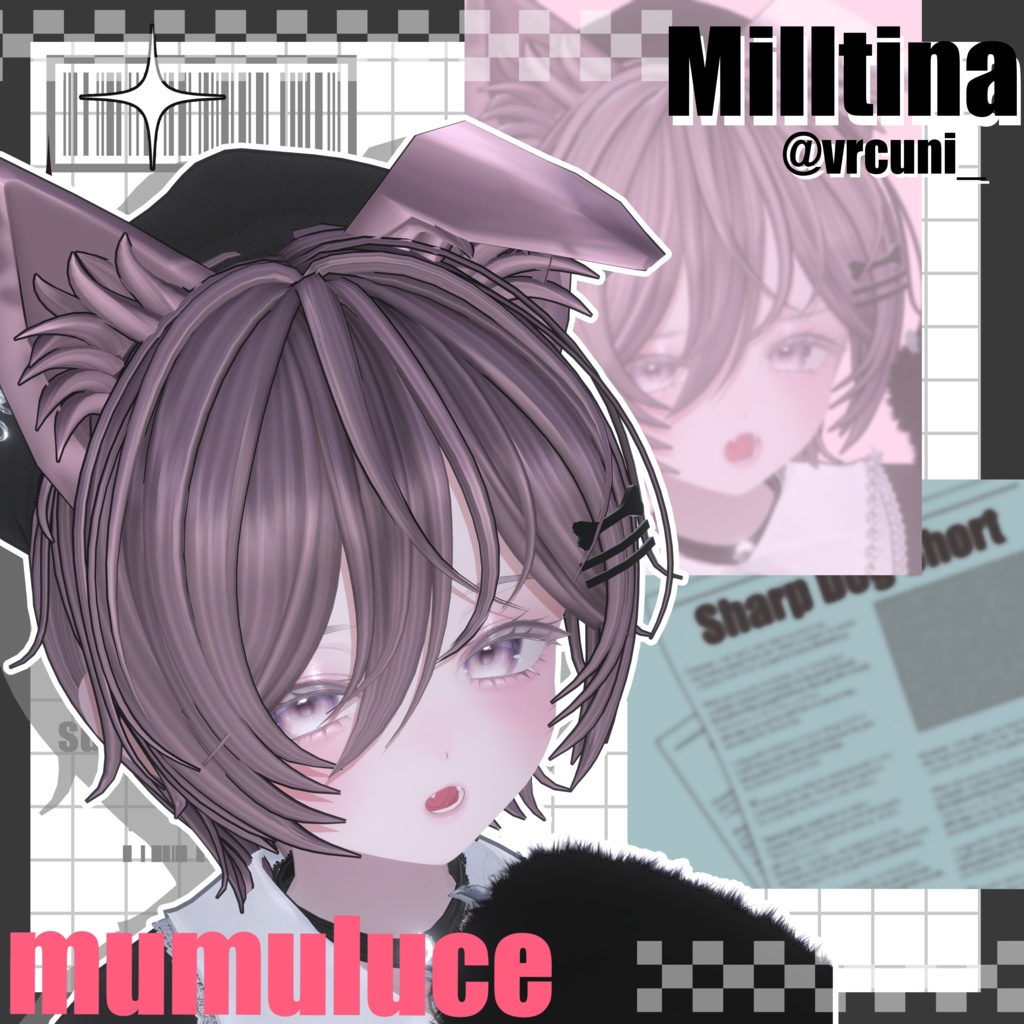 【20アバター対応】Sharp dog short Hair【VRC Hair】