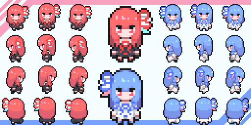 トークソフトちゃん達の歩行ドット絵