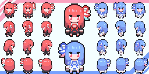 トークソフトちゃん達の歩行ドット絵