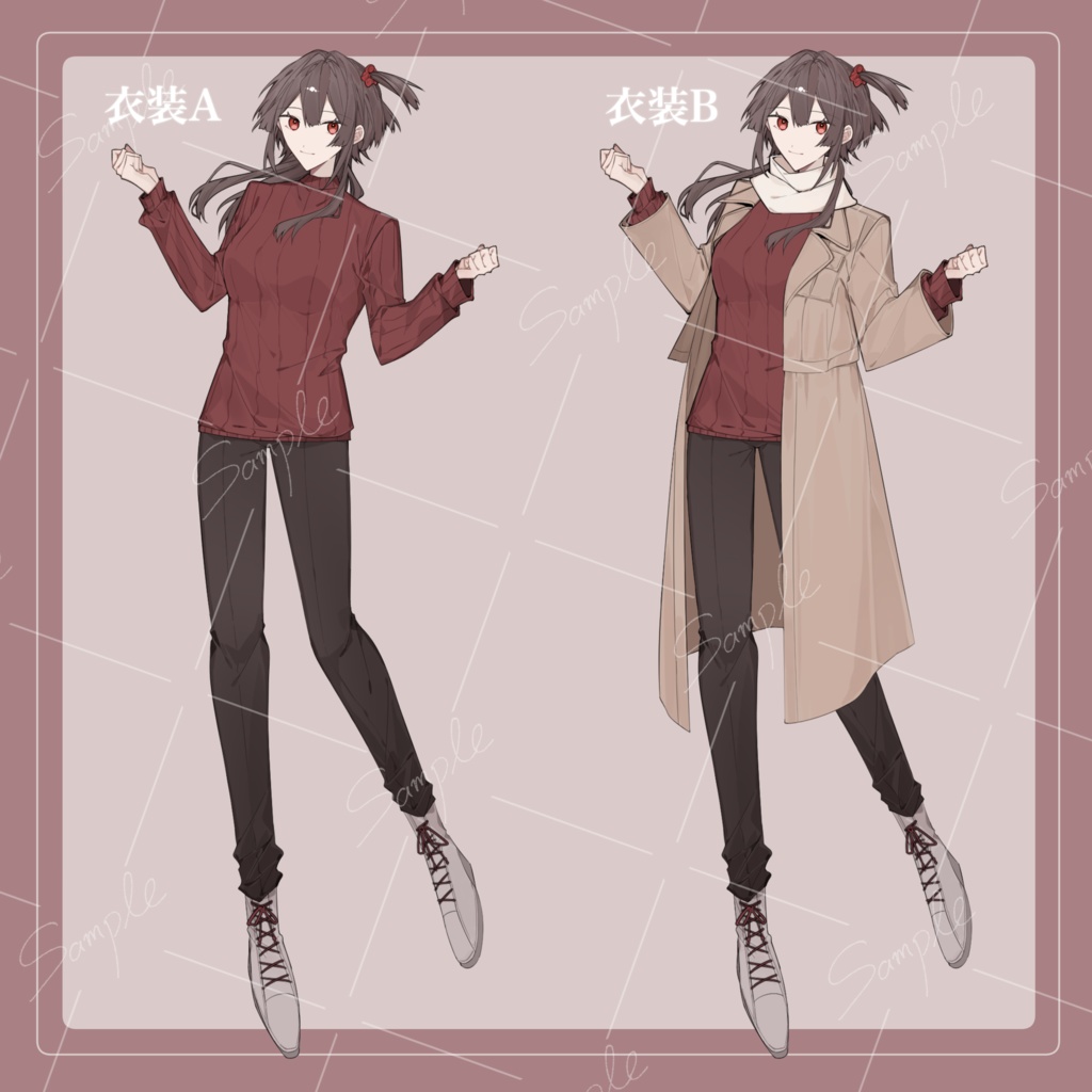 全身立ち絵素材 06:女性 【表情差分12種/服装差分2種】