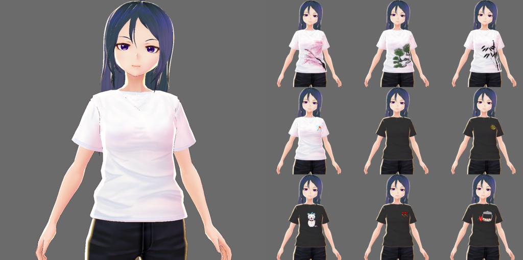 Vroid用テクスチャ Tシャツ詰め合わせ 10枚 ドージィのvr露店