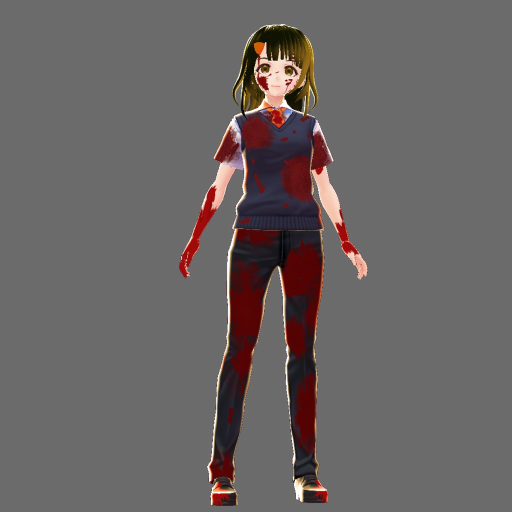 【VRoid用テクスチャ】血のりセット【制服・ワンピース・肌】