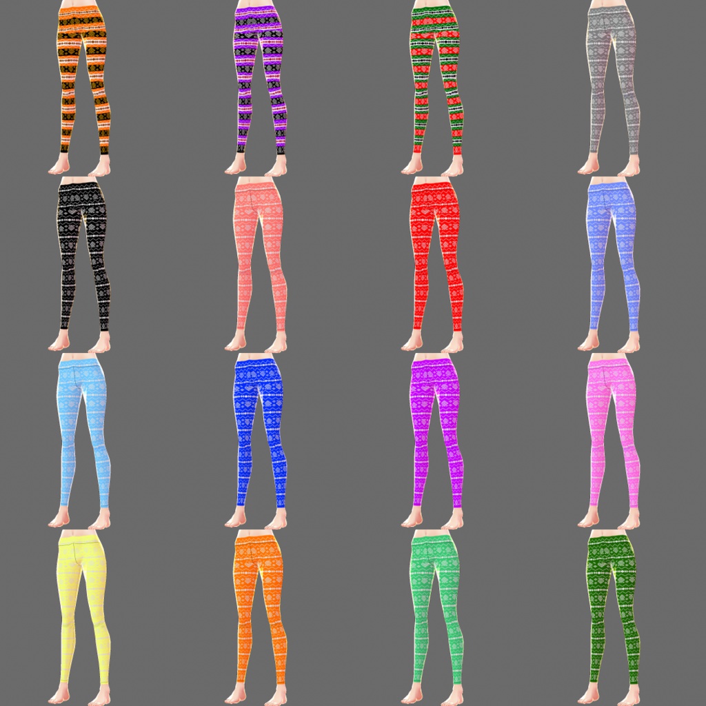 【VRoid用テクスチャ】レギンス(チマヨ柄)【16色セット】