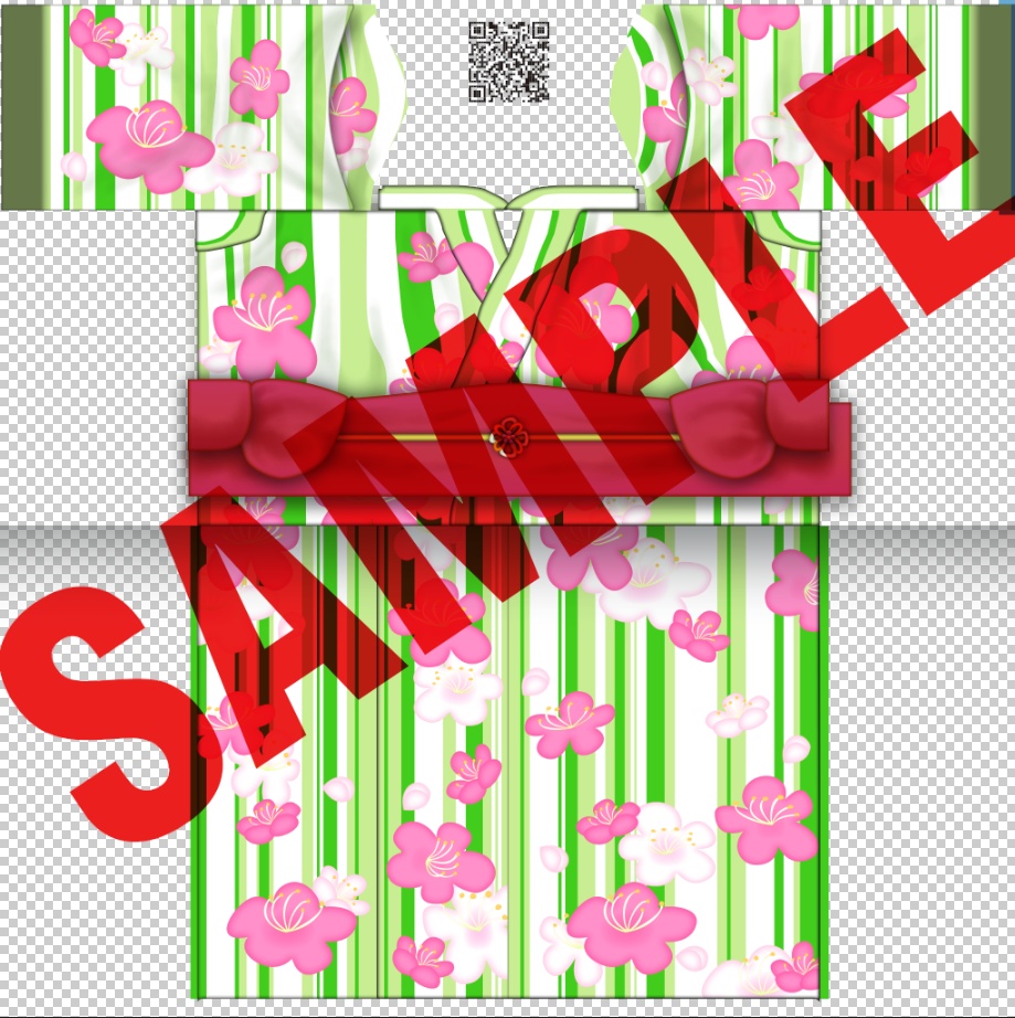 【無料あり】浴衣(ストライプ+梅)【VRoid β版/正式版 両対応】