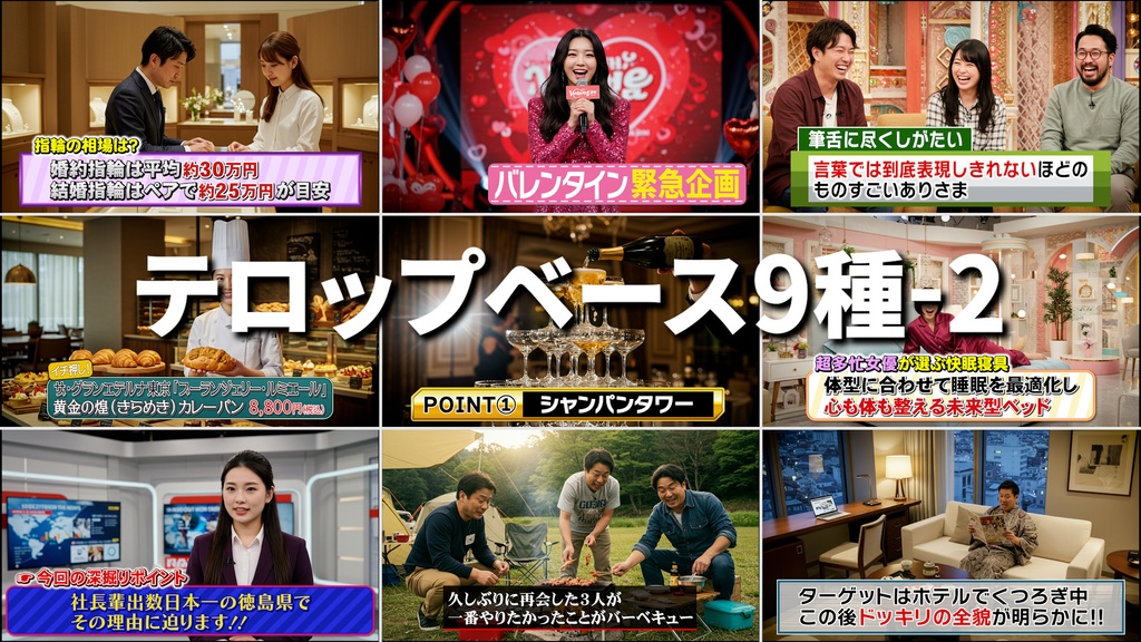 バラエティ番組用テロップベース9種-2  Variety Show Title Base 9 Styles - 2