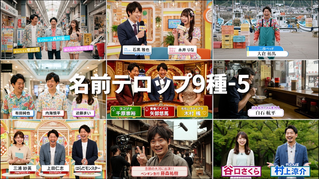 バラエティ番組用名前テロップ9種-5 / 9 Types of Name Tickers for Variety Programs-5