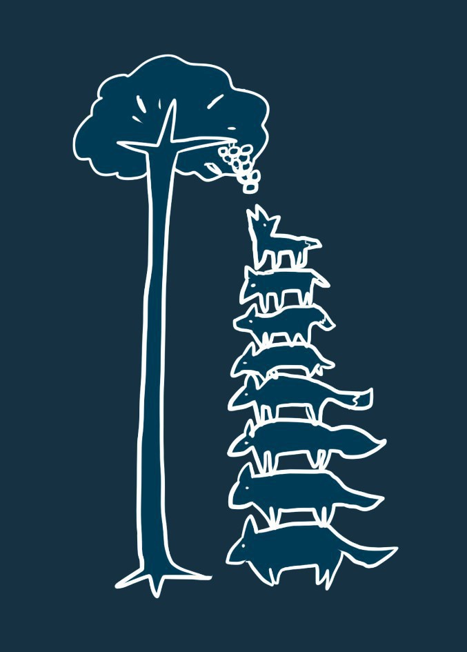 すっぱい葡萄をたべたいキツネ