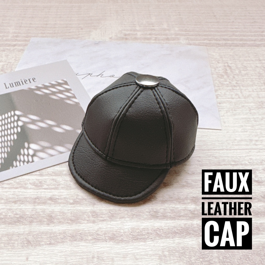 faux leather cap