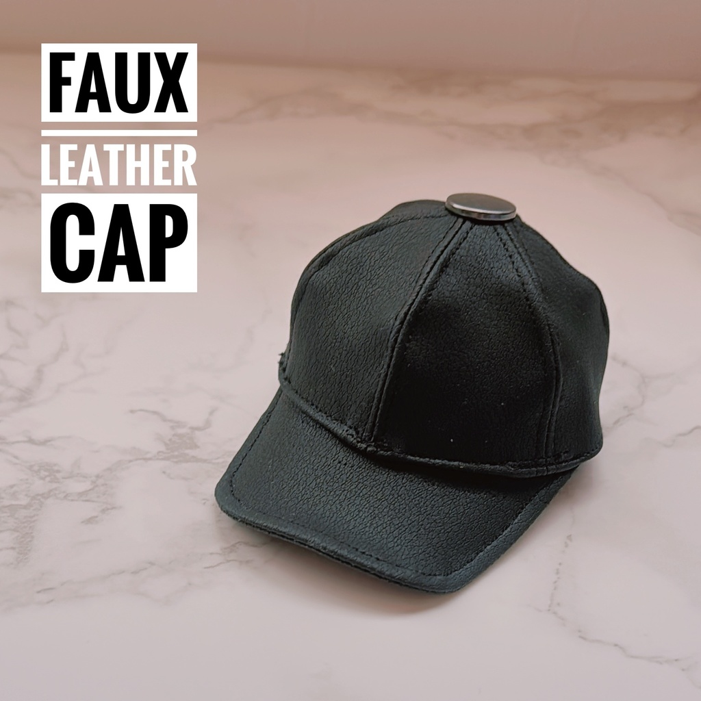 faux leather cap