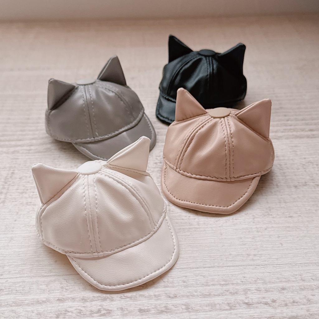 fake leather cat cap