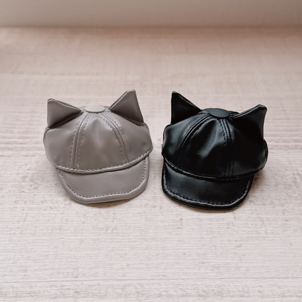 fake leather cat cap