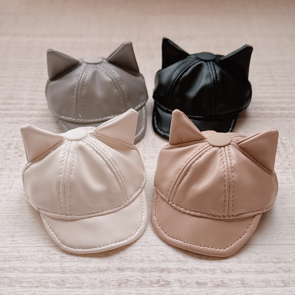fake leather cat cap