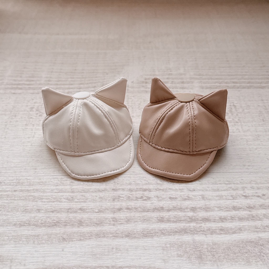 fake leather cat cap