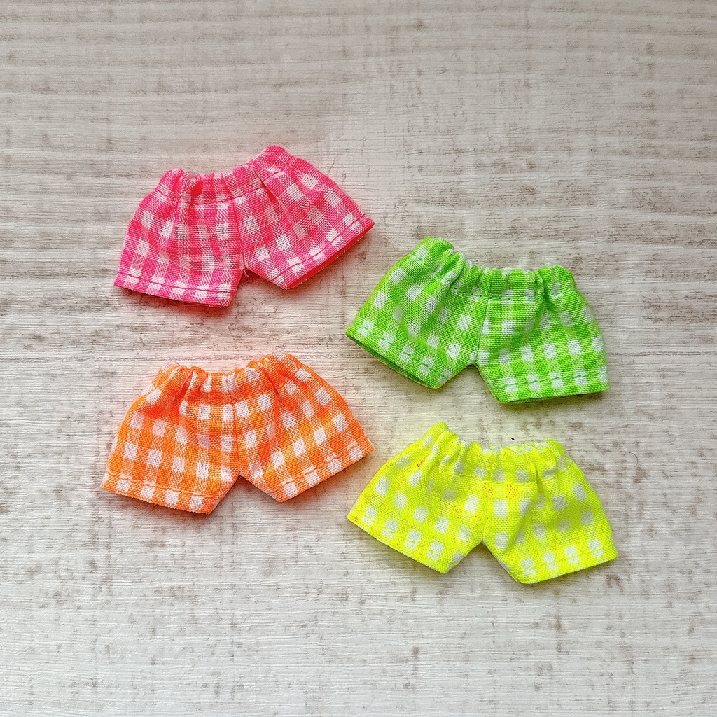 neon color gingham check pants