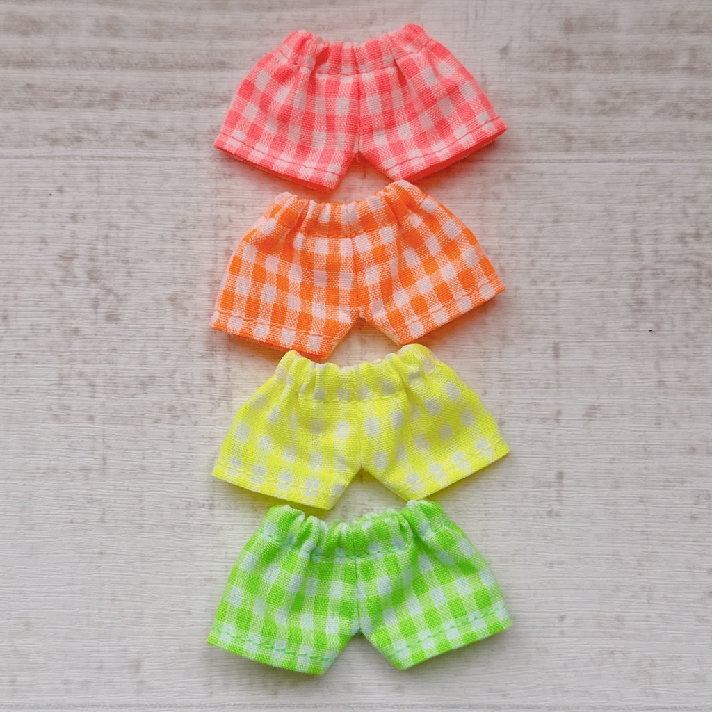 neon color gingham check pants