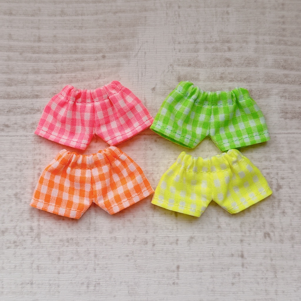 neon color gingham check pants