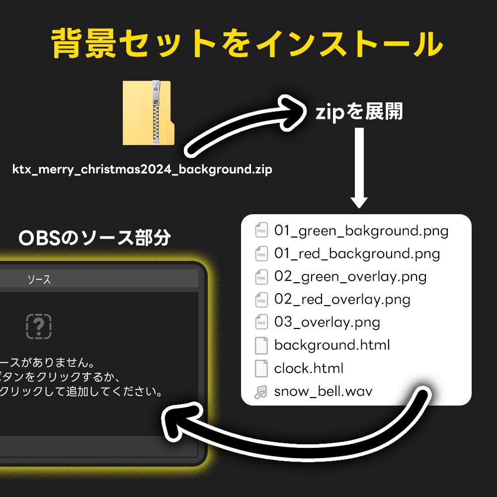 VTuber向け雑談配信画面用素材セット「メリクリ2024」わんコメテンプレート付