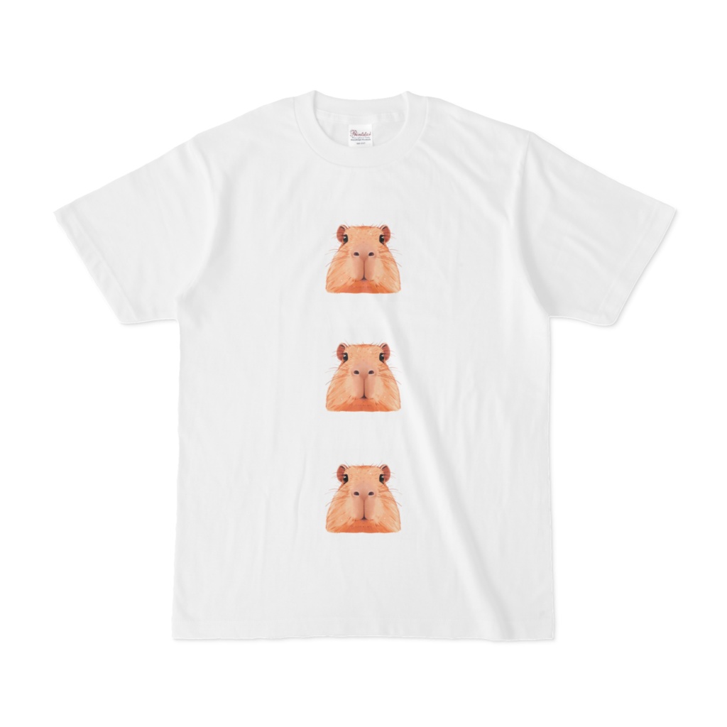 太ったカピバラ顔面ドアップ３連Tシャツ
