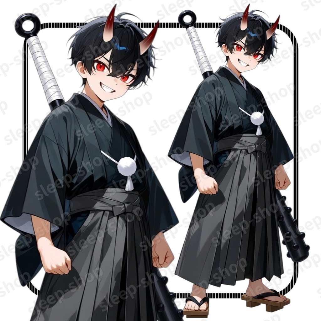 立ち絵素材06_子供_少年_鬼_和装